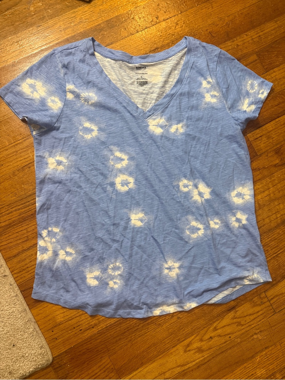 Sonoma Blue Tie-Dye V-Neck Short Sleeve Tee